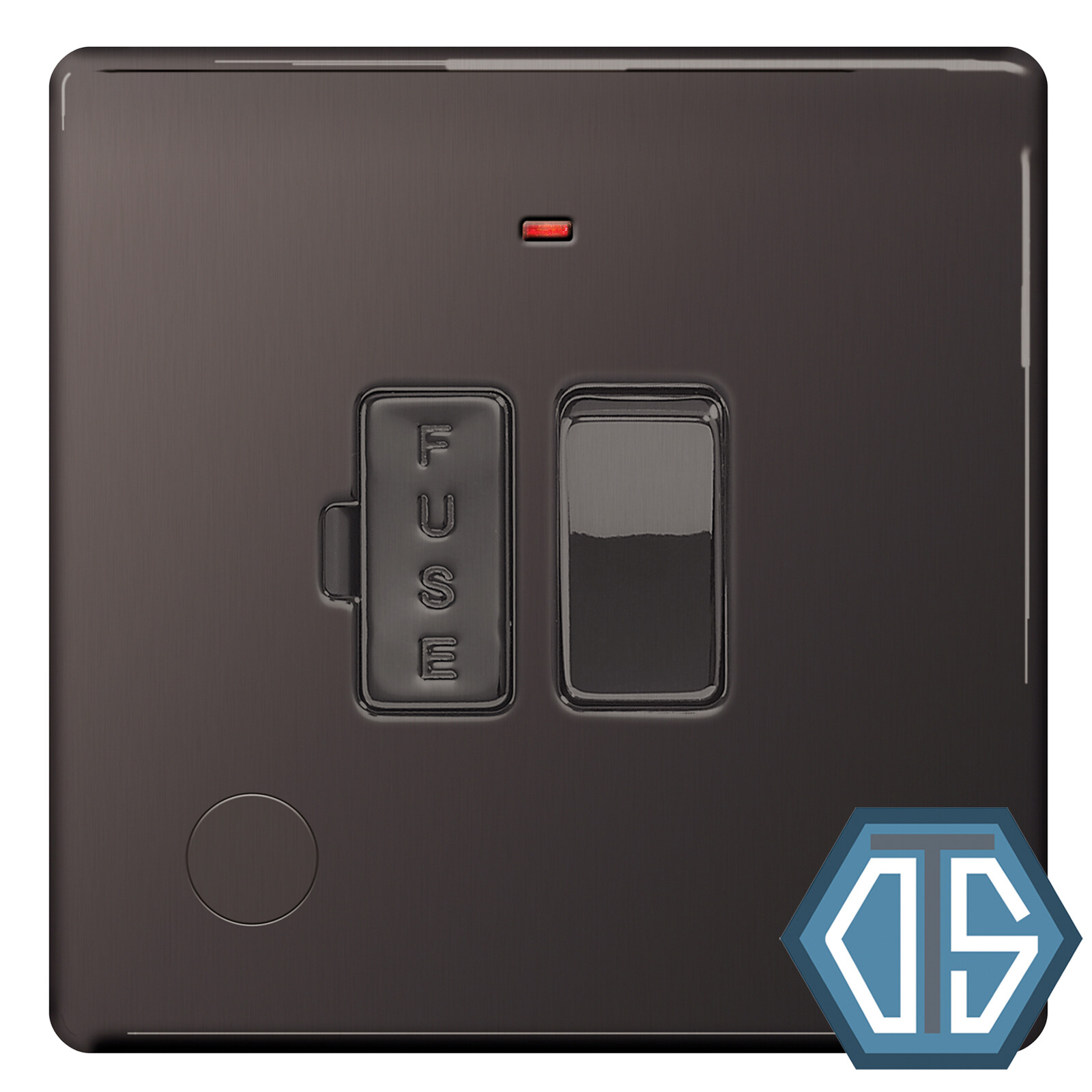 BG FBN53 Black Nickel Switched Fused Spur Neon Flex Outlet Screwless Flatplate