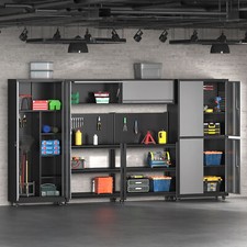 Garage Storage Cabinet System 6-Pcs Workshop Set Rolling Garage Cabinet Lockable