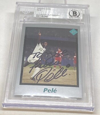 PELE Autograph Auto Authentic SIGNED Brazil Santos Cosmos BGS