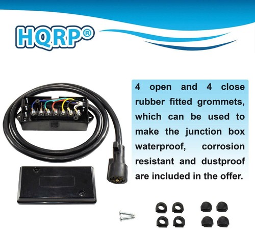 7 Way Plug Inline Trailer Cord Junction Box 4ft Cable Towing Wiring Connect - Picture 6 of 8