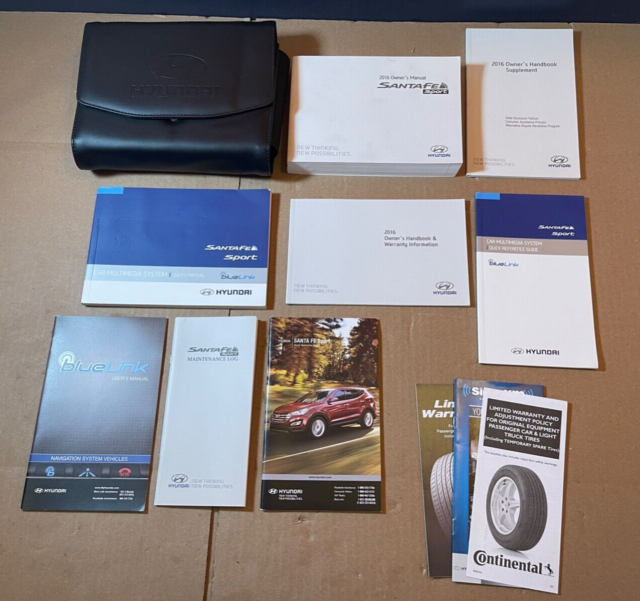 2016 Hyundai Santa Fe Sport Owners Manual GUIDE BOOK Set & BLUELINK & CASE OEM