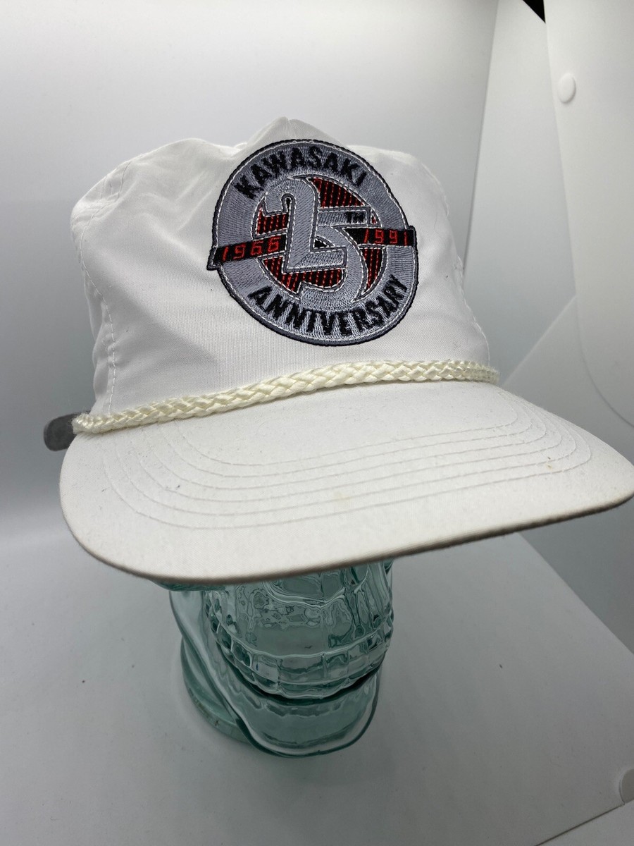 Vintage Kawasaki 25th Anniversary Strapback Hat White