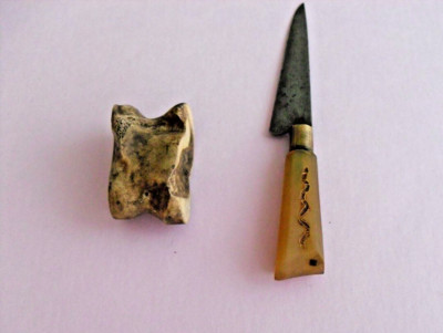mini facon gaucho snake engraved horn handle brass S Steel blade + mini taba
