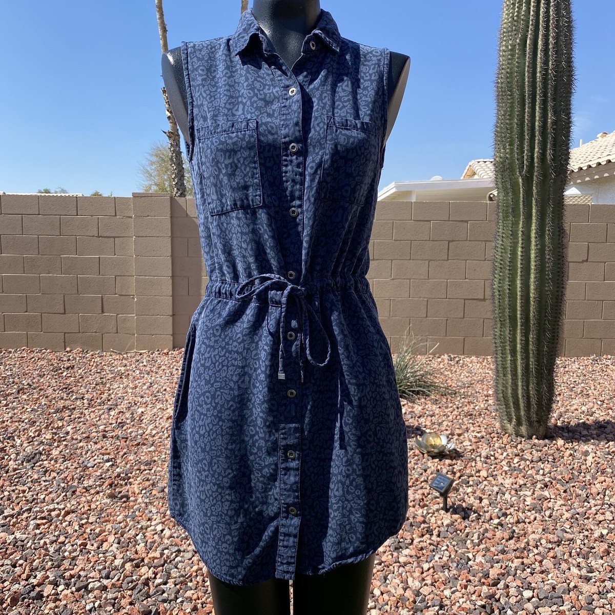 blue animal print shirt dress Lisbeth Mock Neck Halter in Charmeuse Sheath Sleeveless main image 0