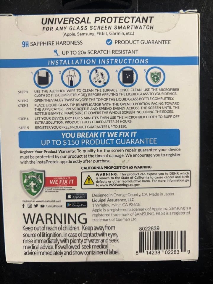 Lote de 4 protectores de pantalla de vidrio líquido para relojes inteligentes dureza 9H Foto 3 de 3