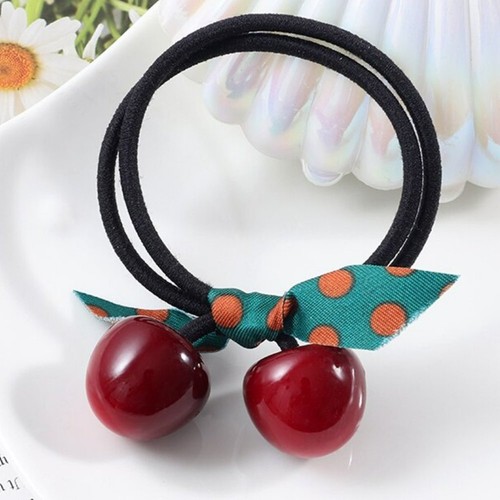 Corbatas elásticas para el cabello con bobbles de cereza | Accesorios para peinado para mujeres niños #1238 - Imagen 3 de 8