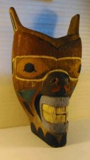 Large 18" Totem Pole Antique Carved Fox, Native American Northern Pacific Coast