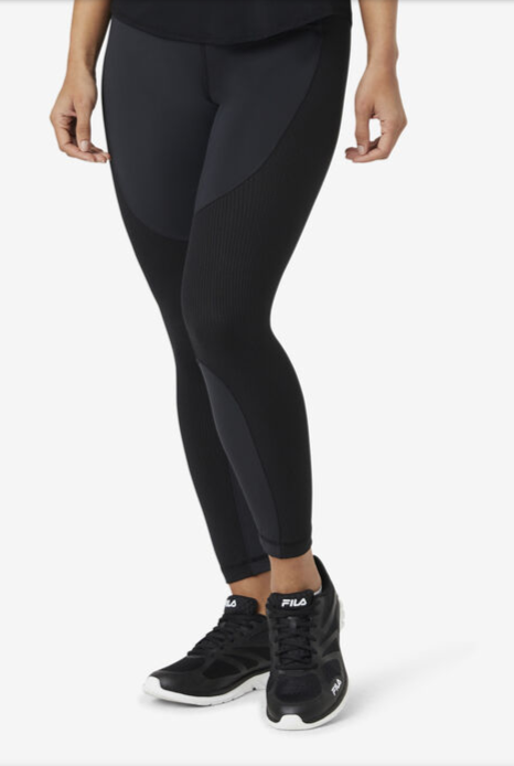 FILA Performa Leggings Donna Forza Textured 7 8 FW11A738 Nero Medium Nuovo con etichette $108
