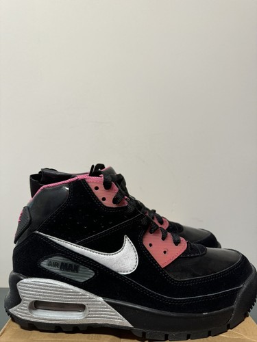 Botas Nike Air Max 90 GS negras/plata metálica/rosa niños talla 5Y 317221-001 jóvenes - Imagen 3 de 5