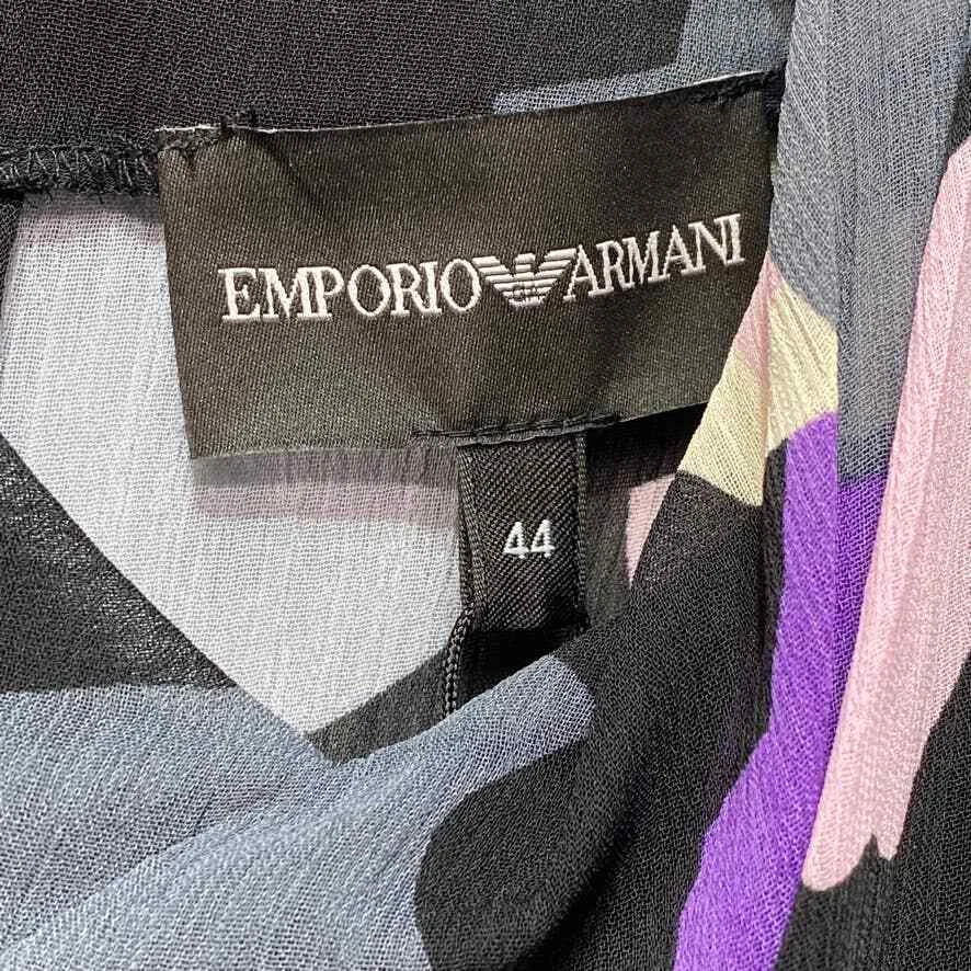 Blusa para mujer Emporio Armani abstracta floral en capas transparente manga corta talla 44 Foto 4 de 4