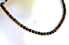 185ct Natural Tigers Eye Necklace / 18 inches / 925 Sterling Silver