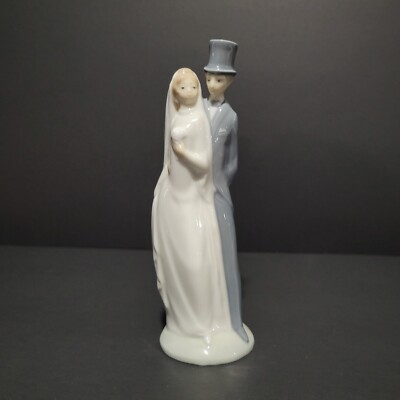 Vintage Lladro Wedding Cake Topper Bride & Groom 'Just Married' 6'' NAO 