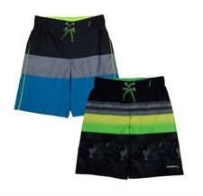Gerry Youth Boys 2 Pack Colorful Swim Short UPF50 with Adjustable Drawcord - NWT