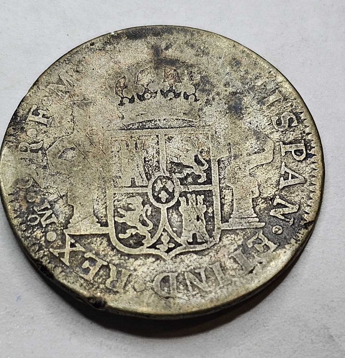 メキシコ(1777〜83)カルロス3世 2レアル銀貨 沈没船コイン EL