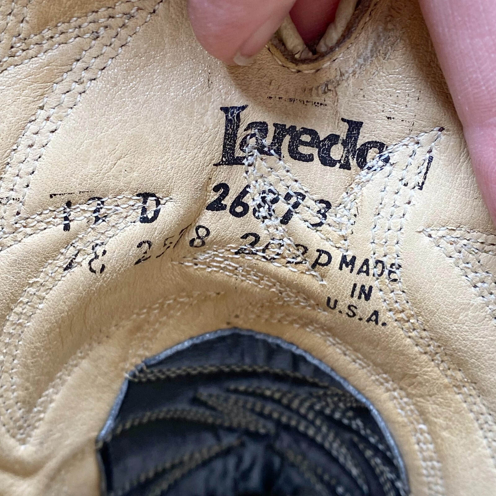 Laredo Men's Size 12 D US Brown Leather Round Toe Pull On Lizard Cowboy