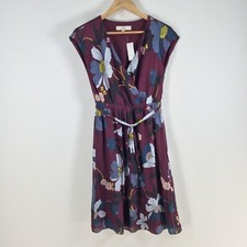 NEW Ann Taylor Loft womens dress size XS fit flare maroon floral 084762