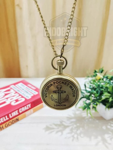 Brass Pocket Watch Gift For Him & Her - Antique Brass Pocket Watch Collectible - Picture 4 of 6