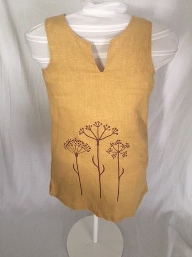 KIWI INDUSTRIES Girls Size 5 Yellow Mustard Linen Sleeveless Dress Jumper - Picture 2 of 8