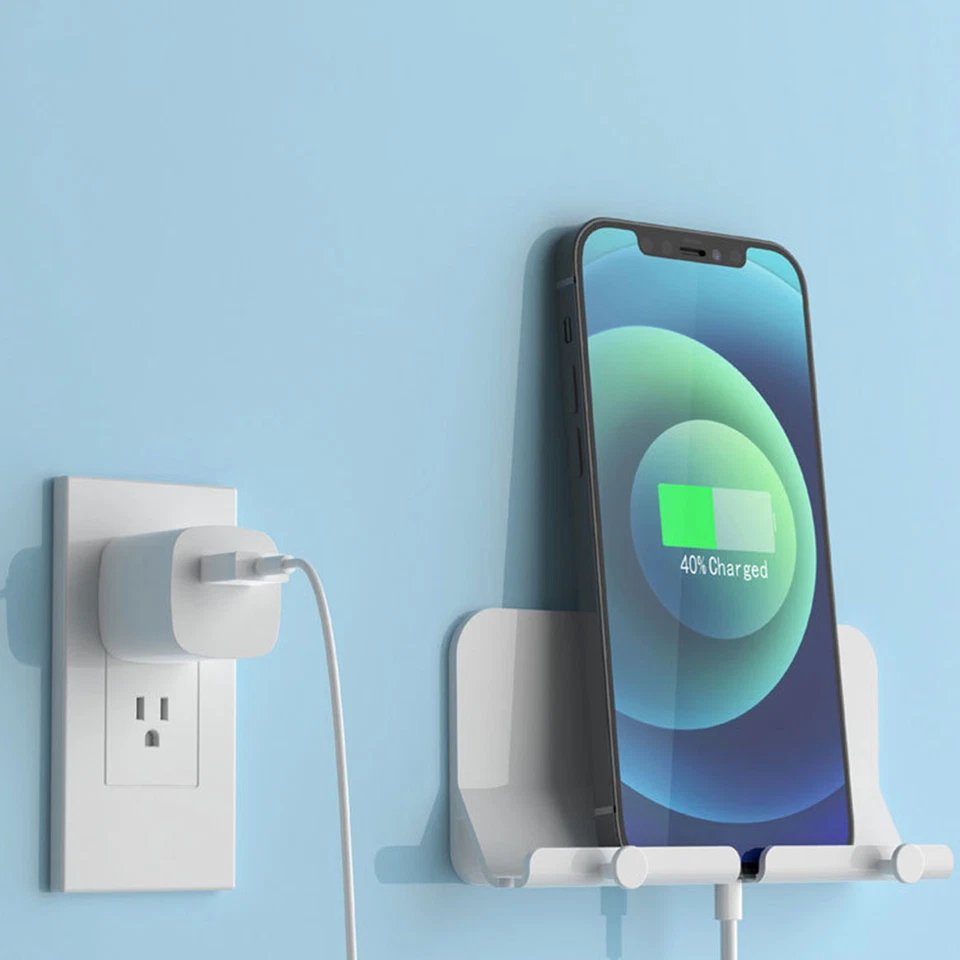 Holder Wall Mounted Mobile Phone Charging Organizer Storage Box Stand Rack - Image 3 of 4