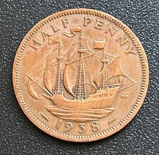 1938 George VI Half Penny. #0556