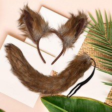 Wolf Ears and Tail Costume Set Wolf Ear Headband for Halloween Role Play Cosplay