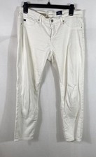 Adriano Goldschmied Women's White Cotton Modal Slim Ankle Pants Sz 30 USA Made