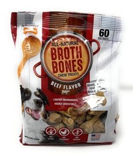 Nylabone Broth Bones Natural Edible Dog Chews Beef Flavor 60 ct 2.60 lb