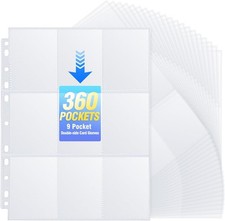 20-pack Trading Card Sleeve Pages 9-pocket Binder Sheets for Sports Game Cards