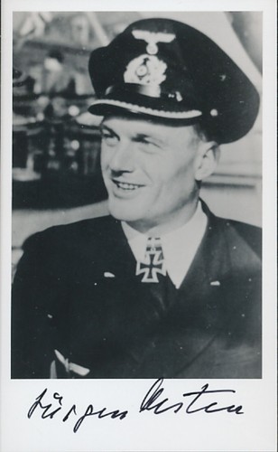 Jurgen Oesten signed photo. Cpt-U-61, U-106