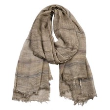 Unisex Striped Soft Cotton Linen Lightweight Large Scarf Shawl 75x35 Inch