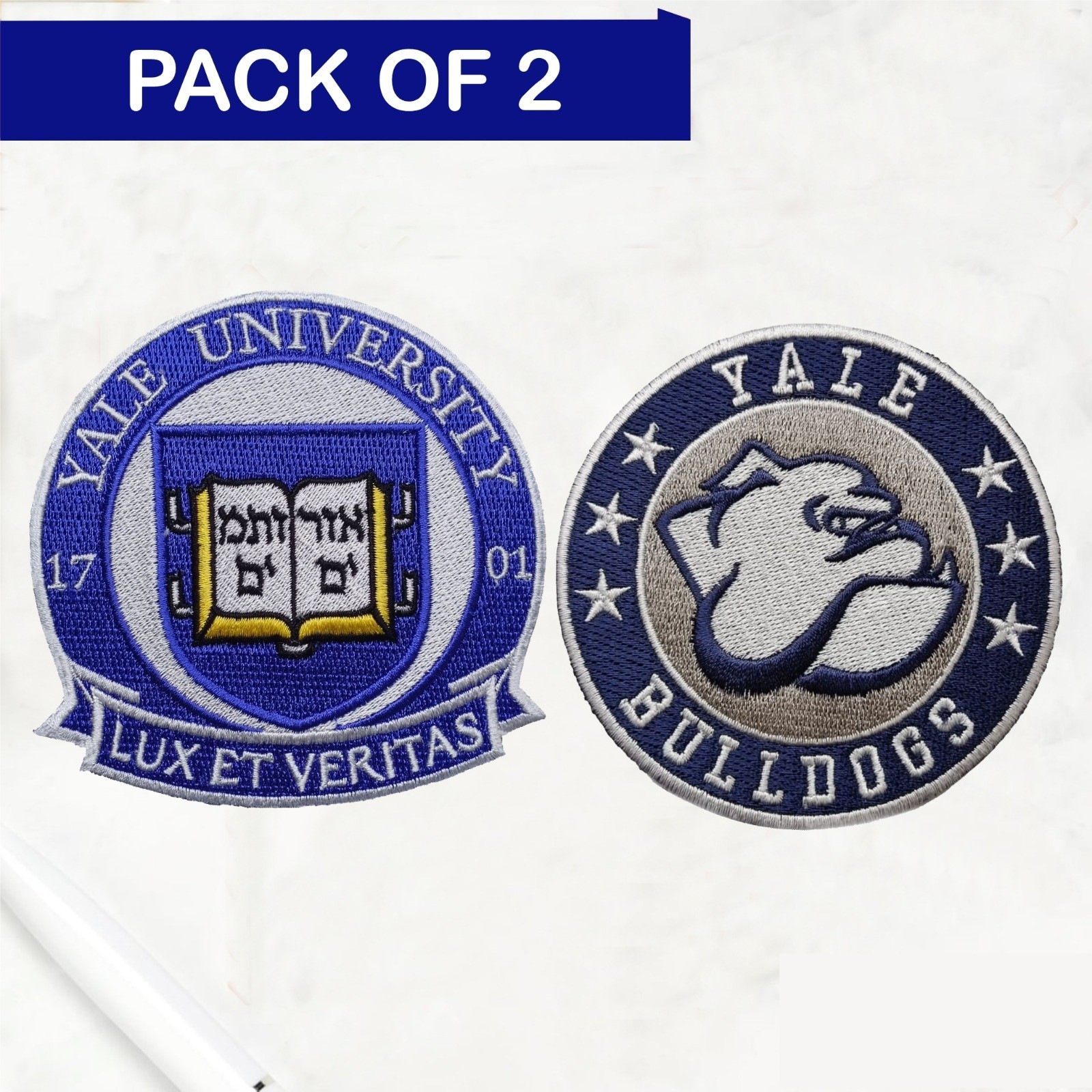 2Pcs Yale University & Yale BullDogs Iron On Patch-Sew Patch-Embroidered Patch