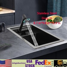 304 Stainless Steel Luxury Single Bowl For Kitchen, Bar, Sink w/Foldable Faucet