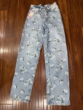 Wild Fable Faded Floral 90s Relaxed Straight-Leg High-Rise Jeans 25  x 31  NWT