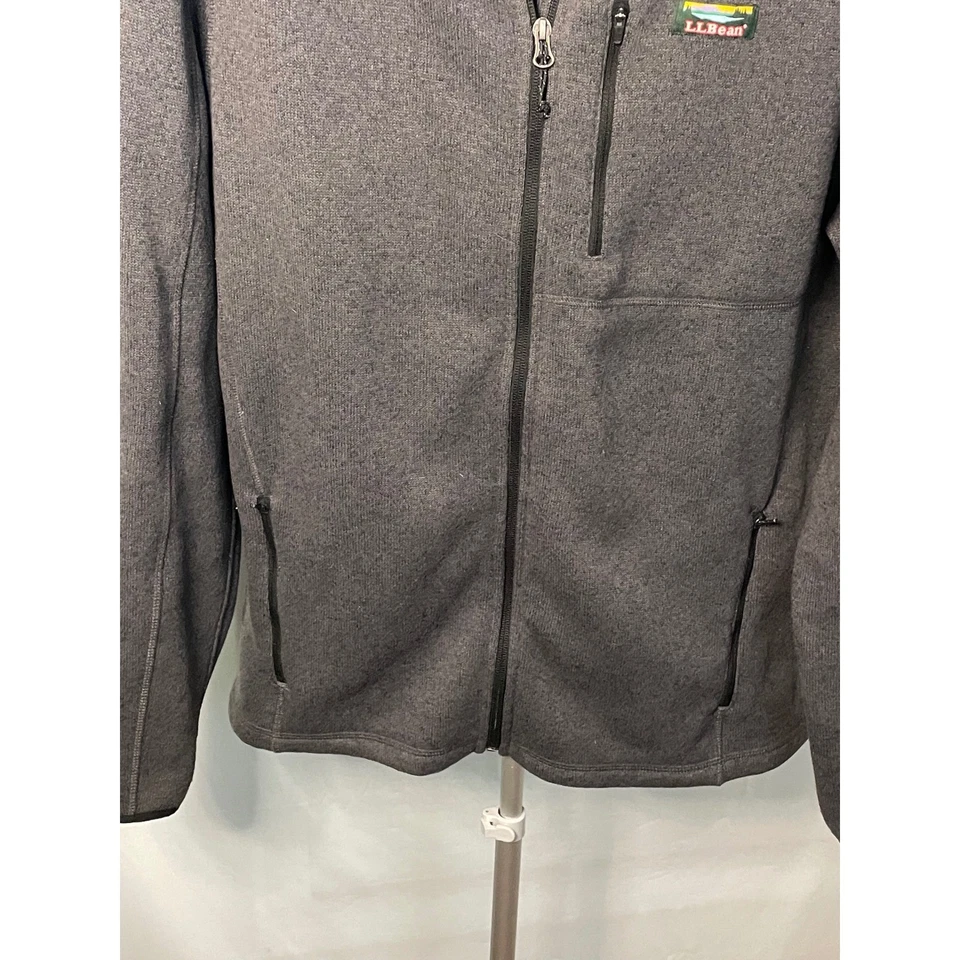 L.L.Bean Mens Gray Fleece Full Zip Jacket Tall Layering Outdoor LARGE - Image 3 of 4