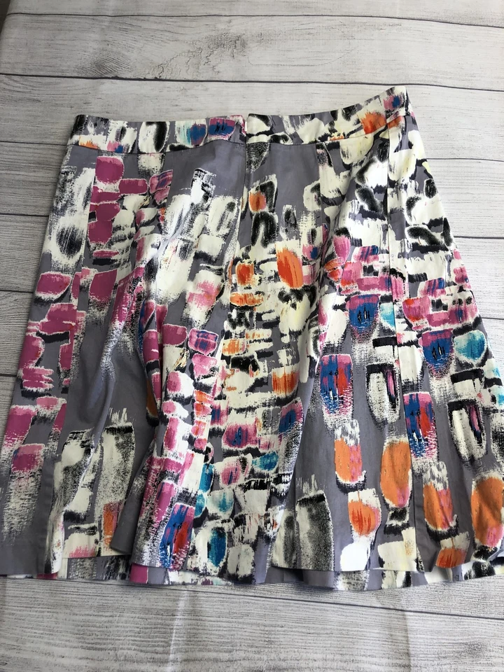 Lane Bryant 裙子女式 18 多色抽象印花打褶棉氨纶艺术 — 第 4/4 张图片