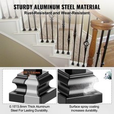 50 Pcs Aluminum Alloy Baluster Shoes Satin Black Stair Railing Spindle Mount