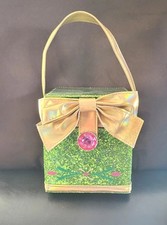 Disney Parks Frozen Anna Handbag Green Sparkle Gold Trim Small Box