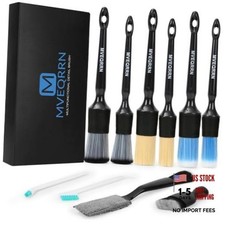10Pcs Car Detailing Brush Set,Boars Hair Car 10pcs detail brush set black