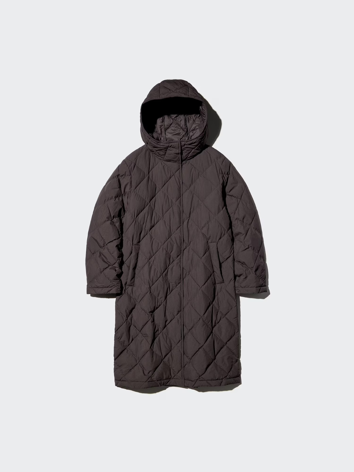 UNIQLO Puff Tech Long Coat Relaxed Fit Women's Black / Dark Brown / Olive New