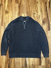Tommy Bahama Quarter Zip Sweater XL Gray Textured Knit Cotton Pullover Mens