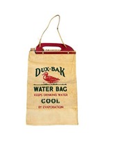 Vintage Dux-Bak Water Bag Canvas Wood Handle Rope Original Instructions Unused