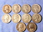 Lot of 10 - Washington Silver Quarters Circulated -  1937d-1964 - P&D   A86