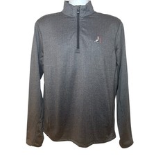 GREYSON Mens Medium 1/4 Zip Pullover Golf Gray Herringbone Tate Mock Neck L/S
