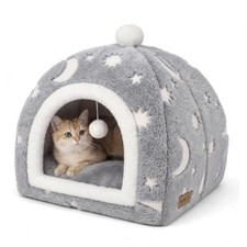 Gray 2-in-1 Foldable Cat Cave Bed  15"Dx15"Wx17"H  Glow in the Dark