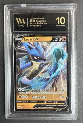WAG Gem Mint 10 Lucario V 078/189 Swsh10: Astral Radiance Holo G1