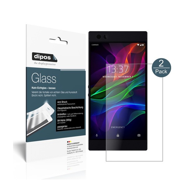 2X Schutzfolie FüR Razer Phone Matt - Anti-Shock 9H Folie Dipos Glass-image