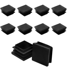 12 Pcs 1-1/2" Square Plastic Plug Tube End Cap for Pipe Post Black
