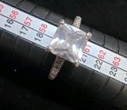 Princess Cut Sterling Silver 925 Engagement Ring CZ & Partial Pave Band Size 9 — photo 1