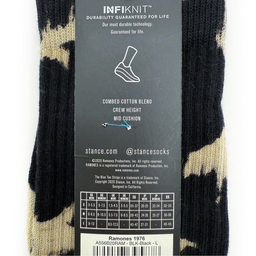 Stance The Ramones 1976 Crew Socks Mens Large Acid Wash Tie Dye Black Pink Music - Picture 7 of 7
