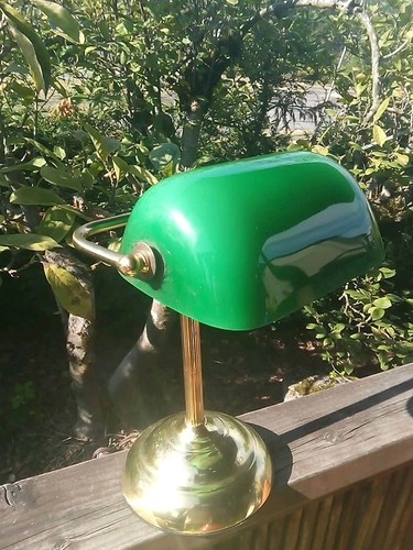 Vintage Bankers Lawyer Desk Lamp Glass Green Shade - Picture 3 of 10